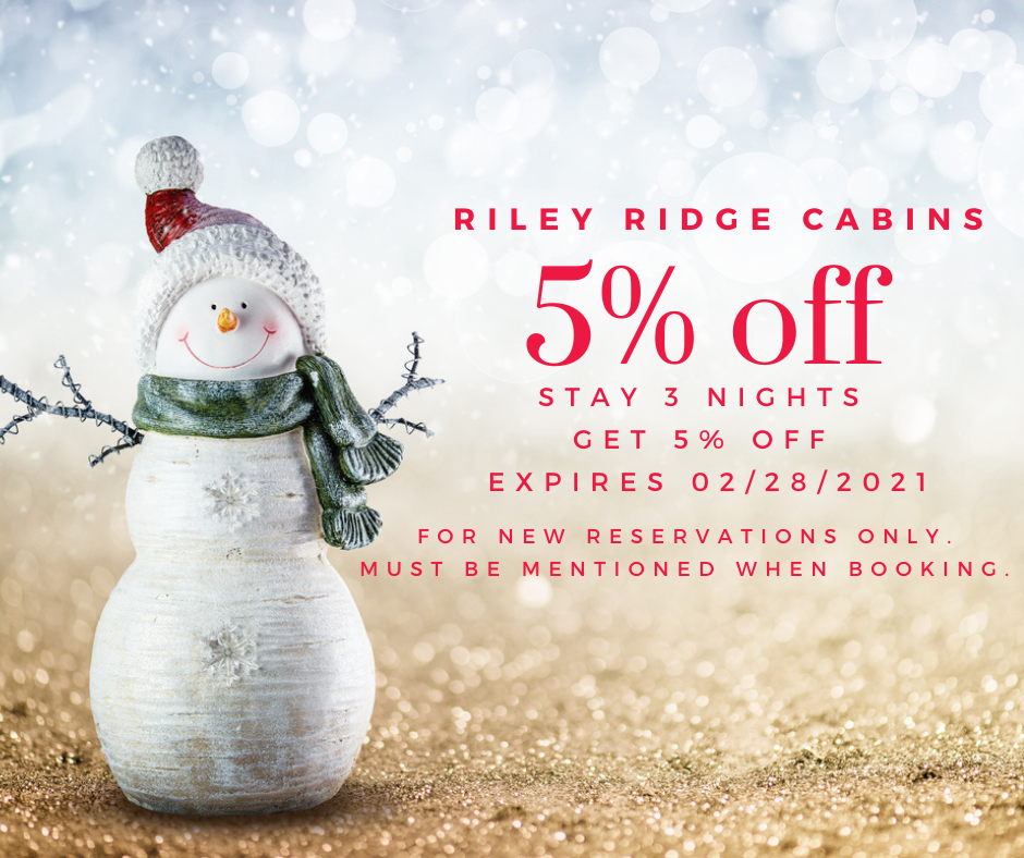 Stay 3 or more nights get 5% off. winter Ad
